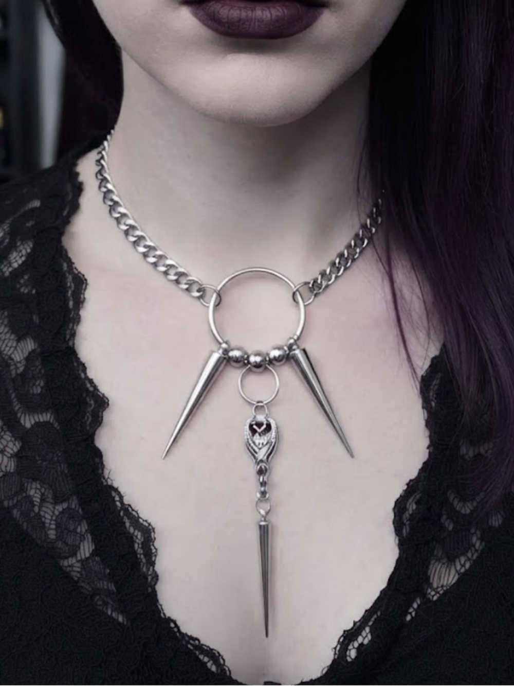 Hand Crafted Bat & Spike Necklace